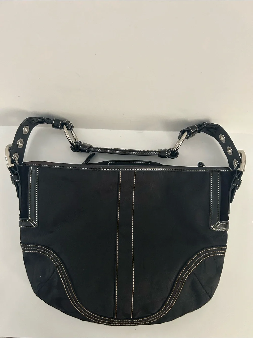 Coach Black Soho/Hampton Signature C Hobo Half Moon Bag Y2K